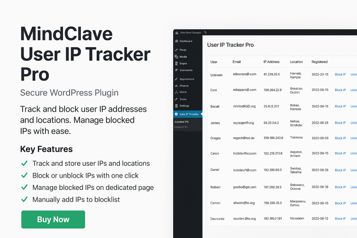 MindClave User IP Tracker Pro – Secure WordPress Plugin